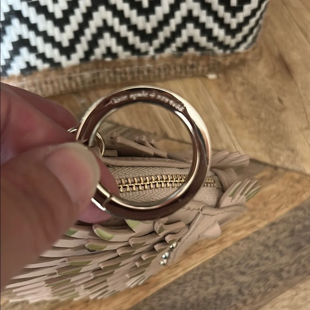 kate spade tan and Gold Hedgehog Key chain/coin pouch